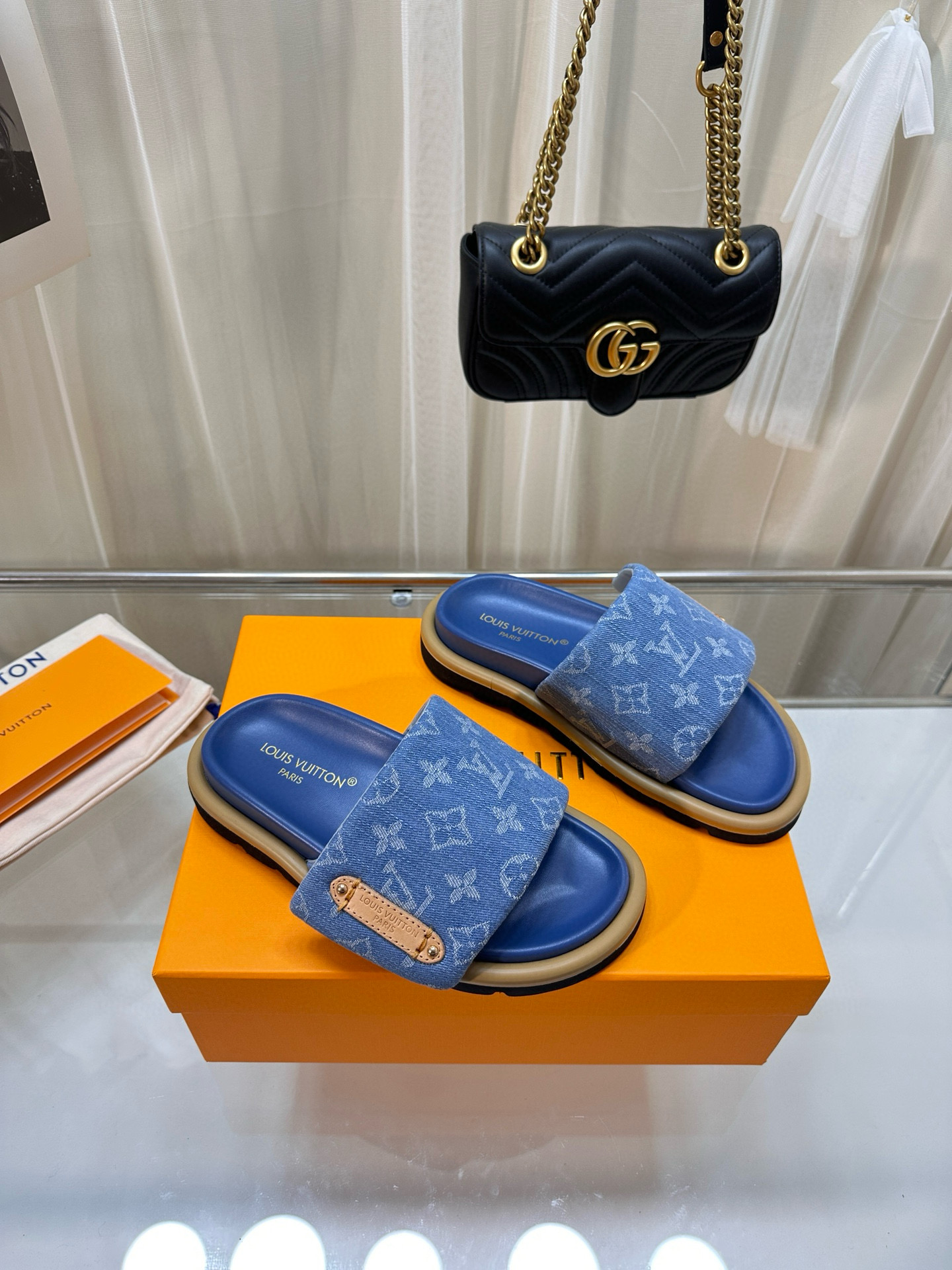 LV POOL PILLOW COMFORT Denim Slippers