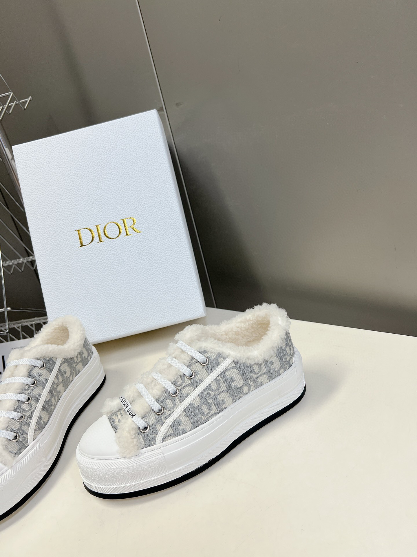 DIOR WALK'N' leather and wool integrated sneakers