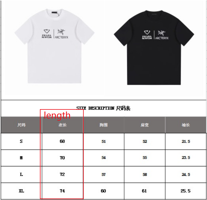 PRADA & ARC`TERYX T shirt