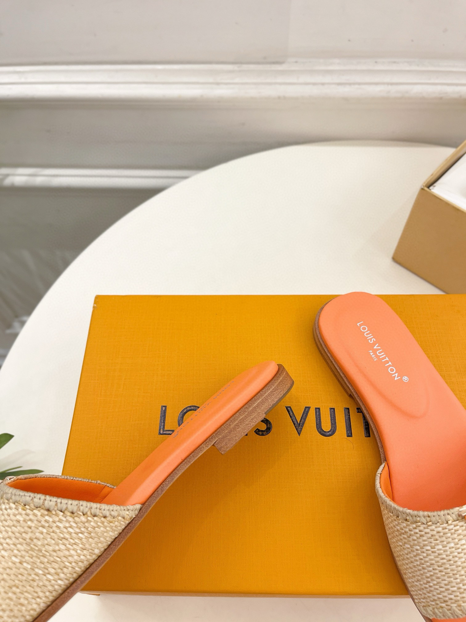 LV Capri Lafite letter button slippers