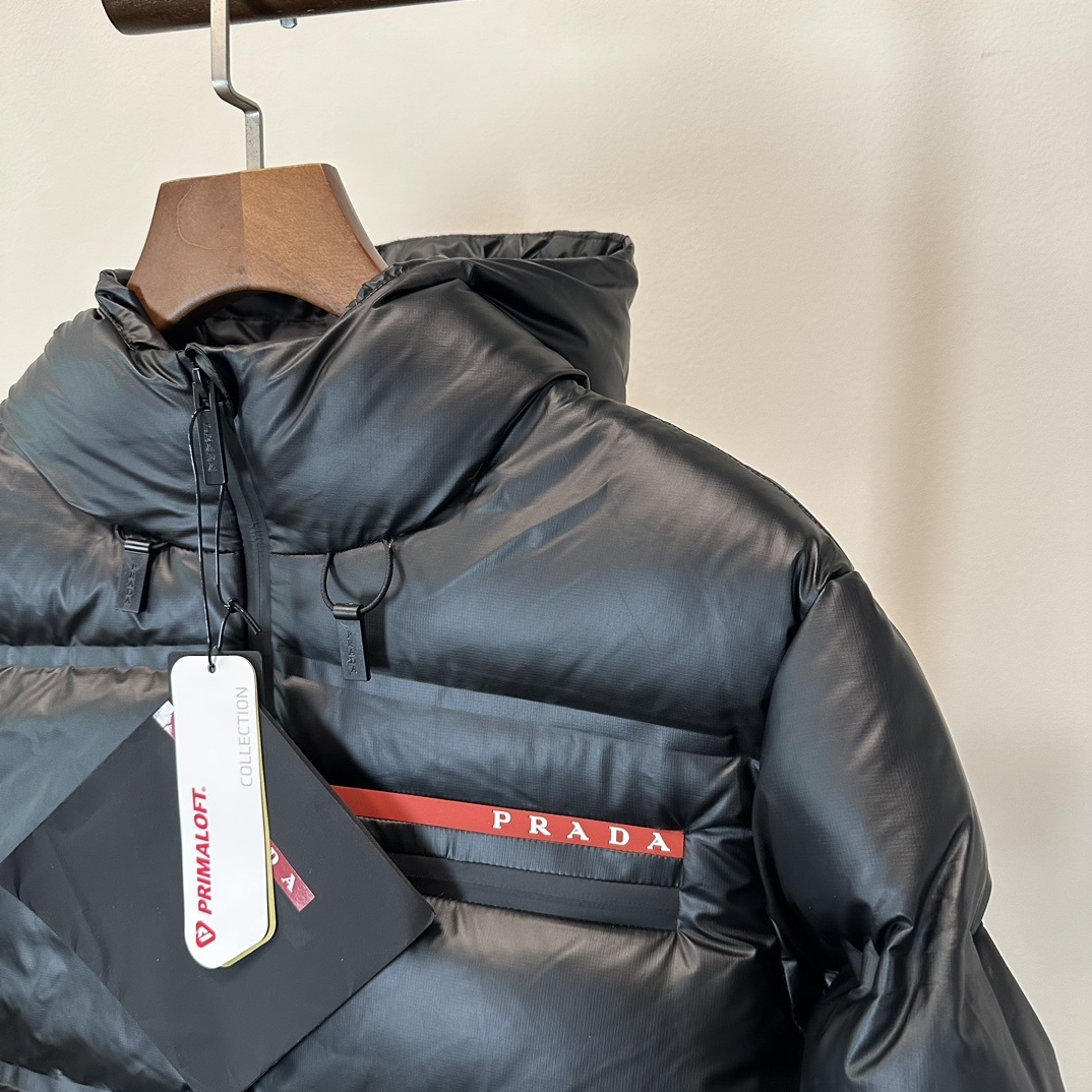 PRADA Hooded high collar down jacket