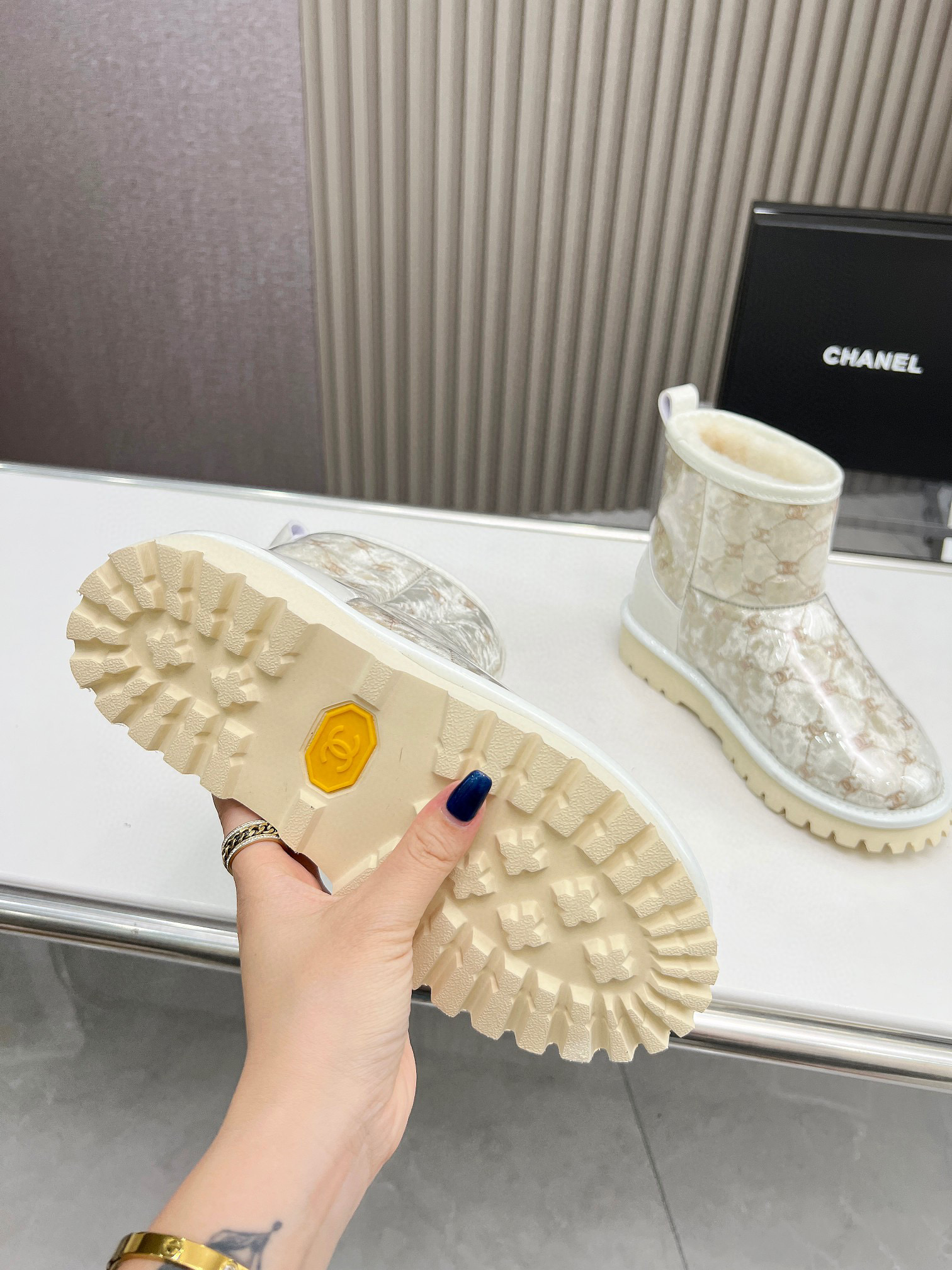 CHANEL TPU Embroidered Snow Boots