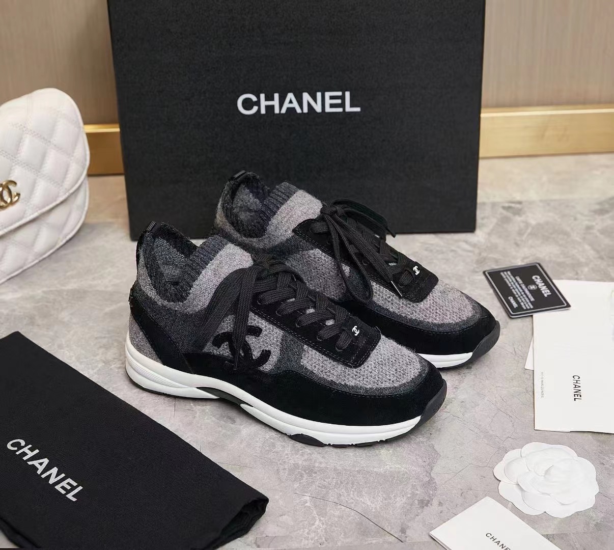 CHANEL Wool Socks Sneakers