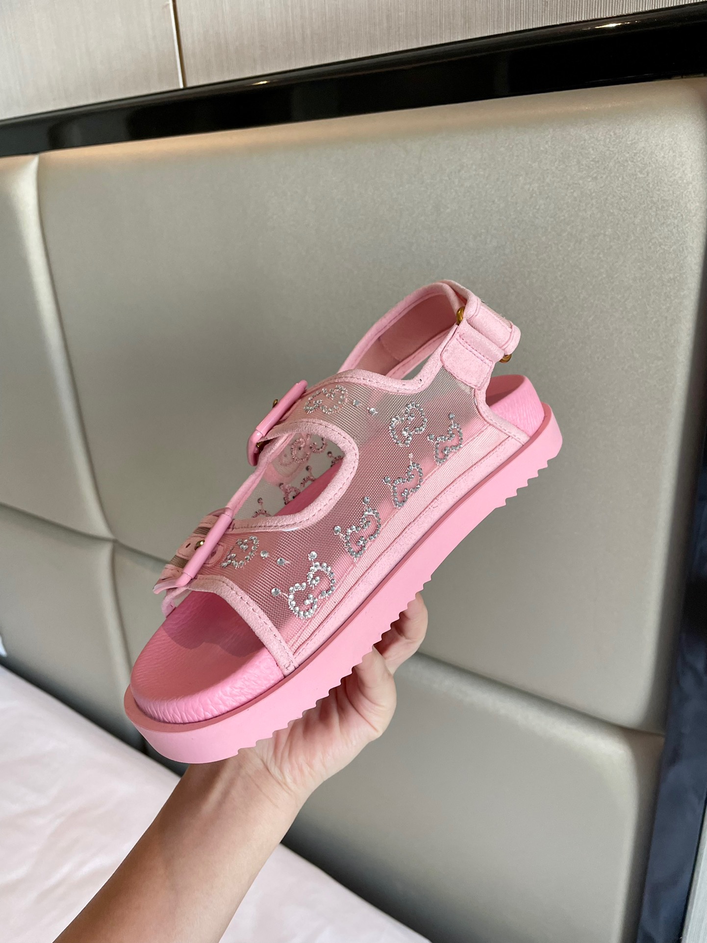 GUCCI Crystal mesh sandals