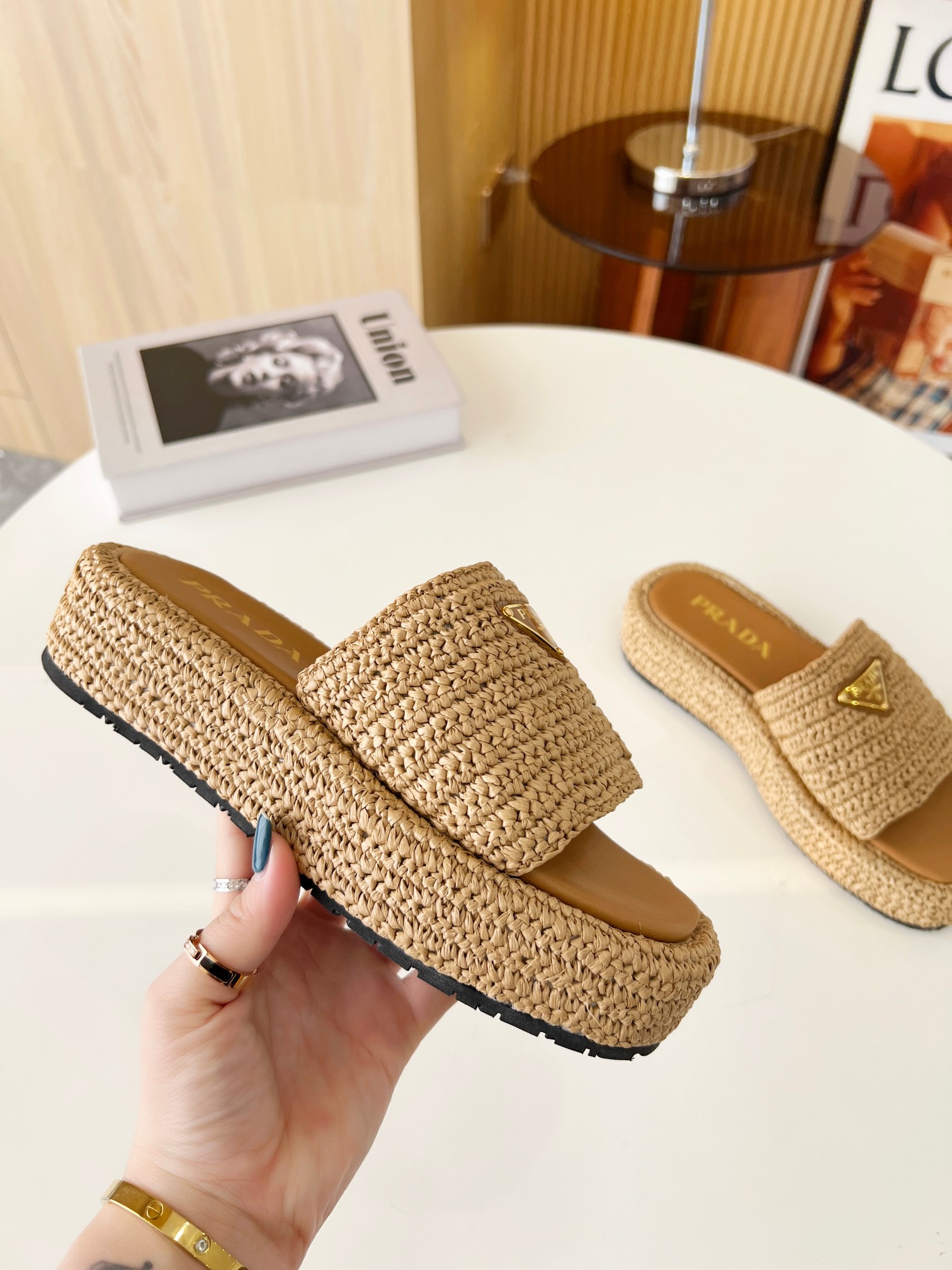 PRADA Crochet platform slip-style Slippers
