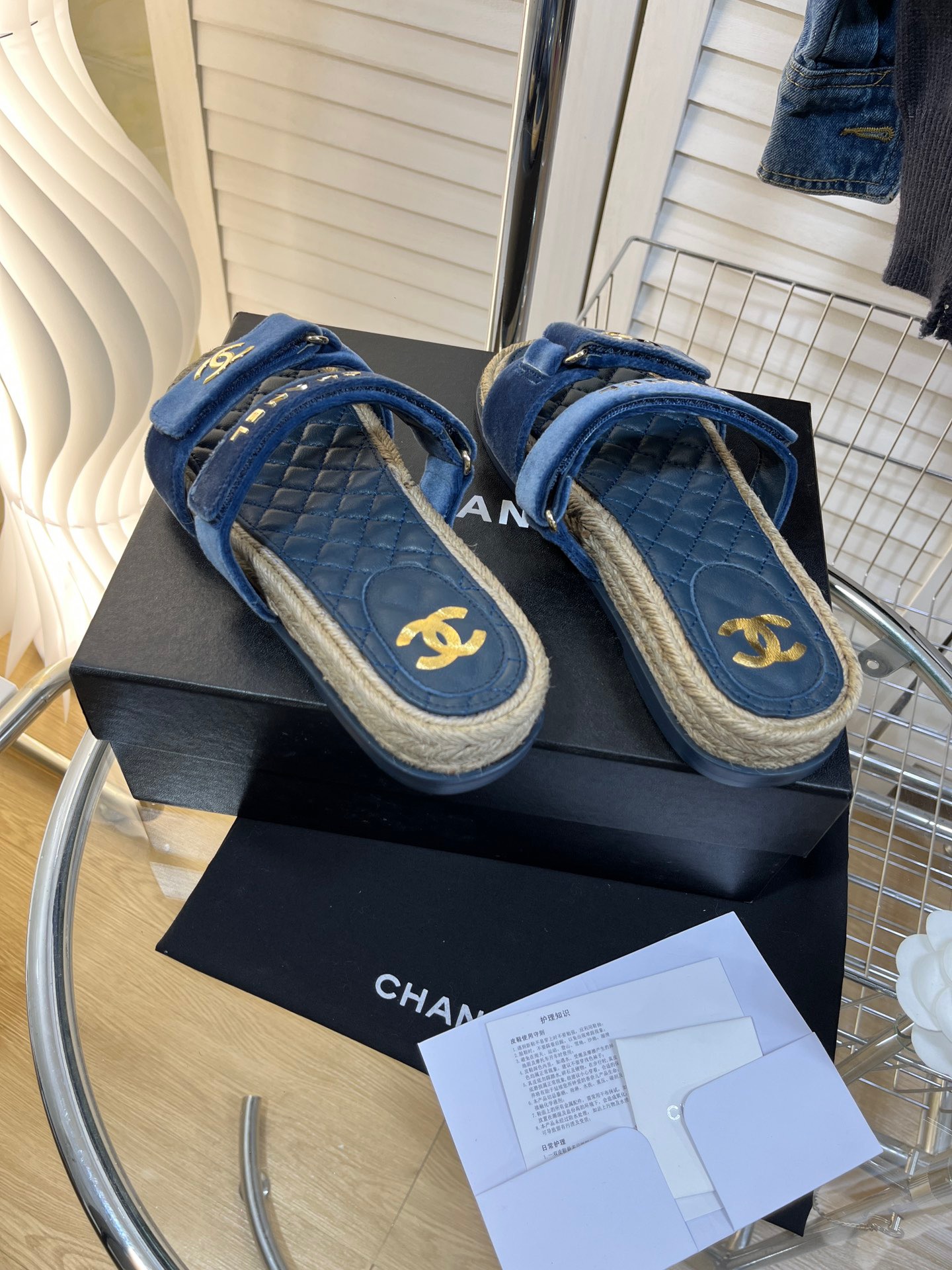 CHANEL Hemp rope platform sandals