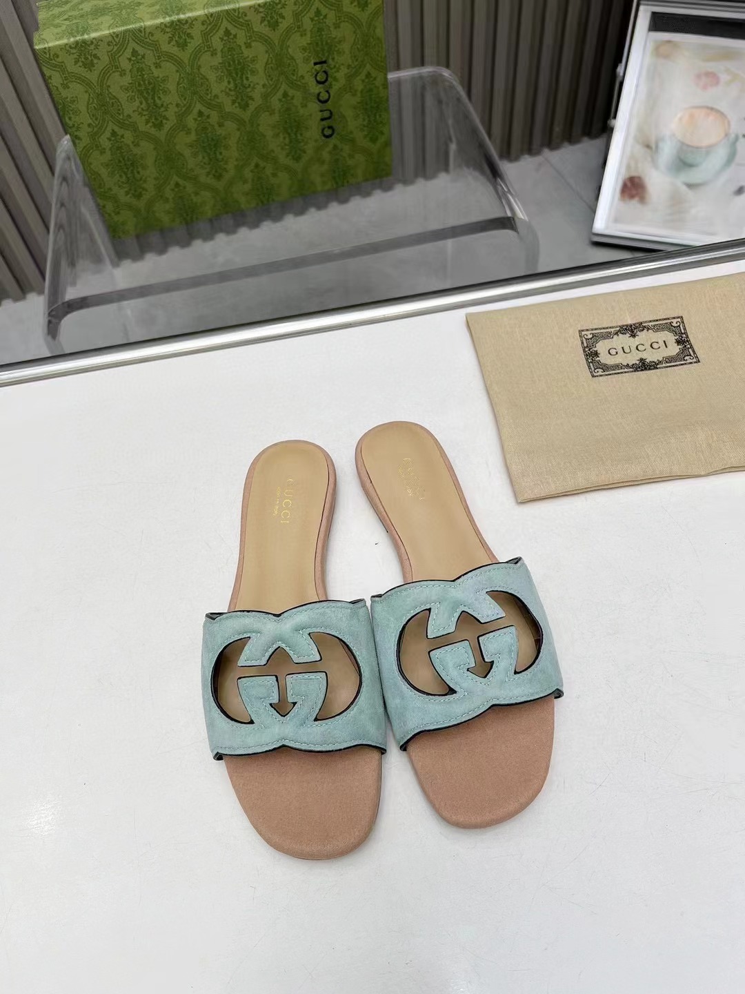 GUCCI Women's double G hollow slippers