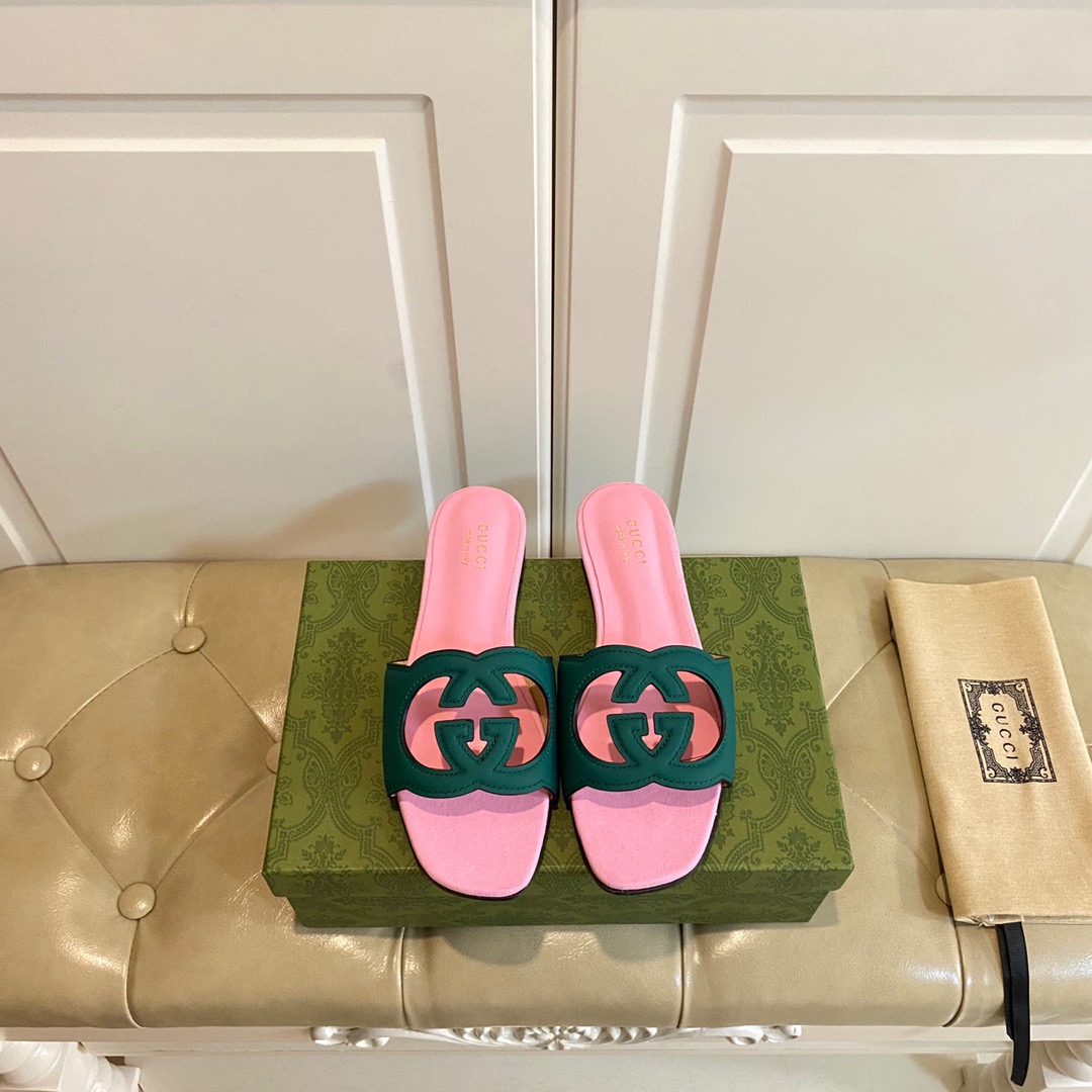 GUCCI Women's double G hollow slippers