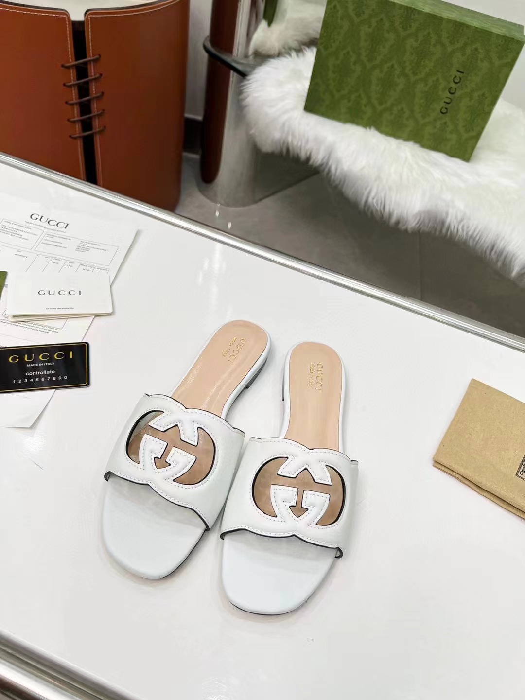 GUCCI Women's double G hollow slippers