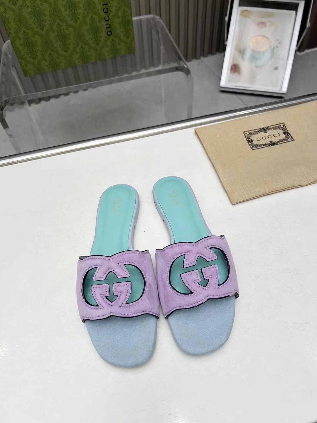 GUCCI Women's double G hollow slippers