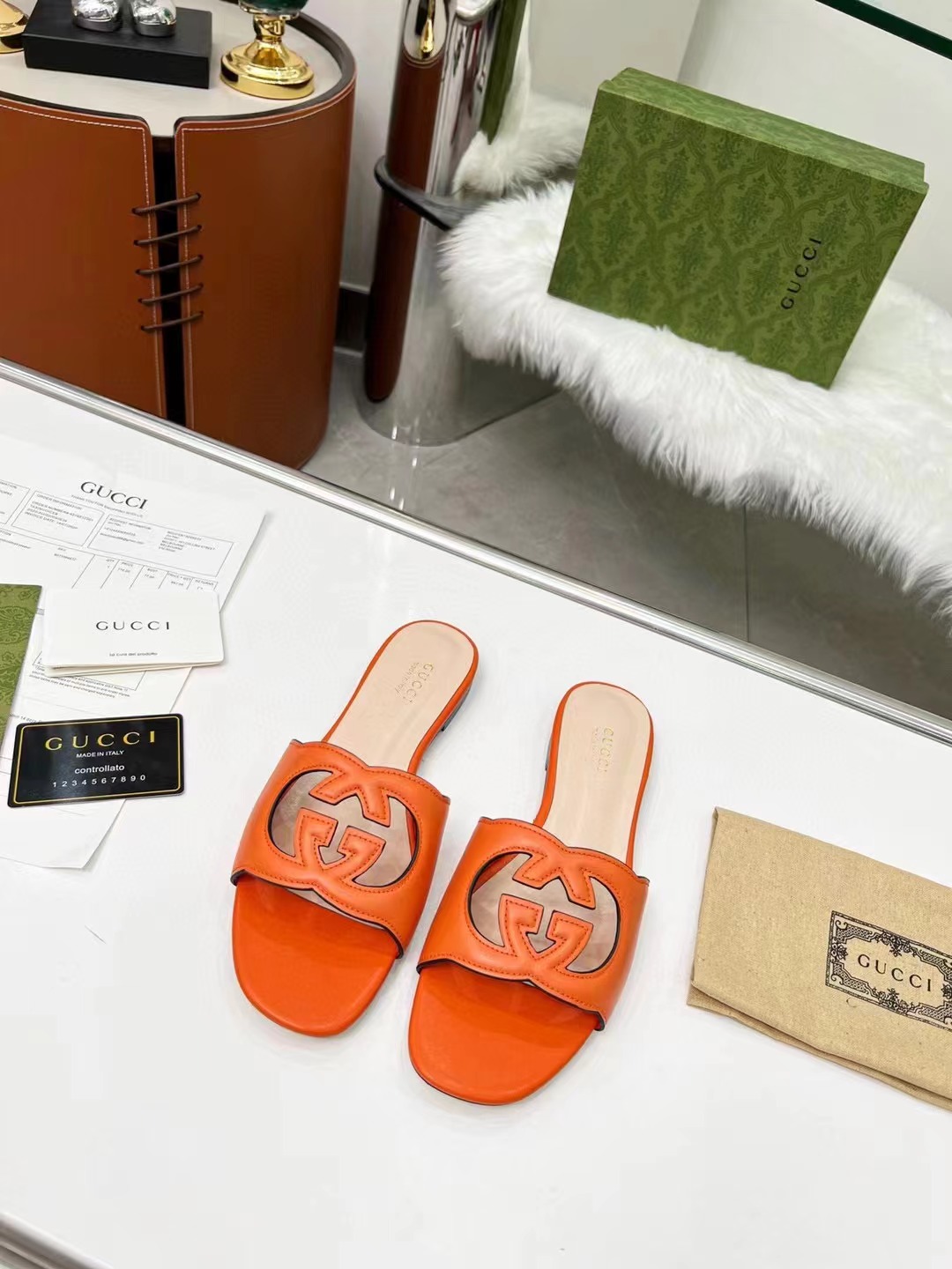 GUCCI Women's double G hollow slippers