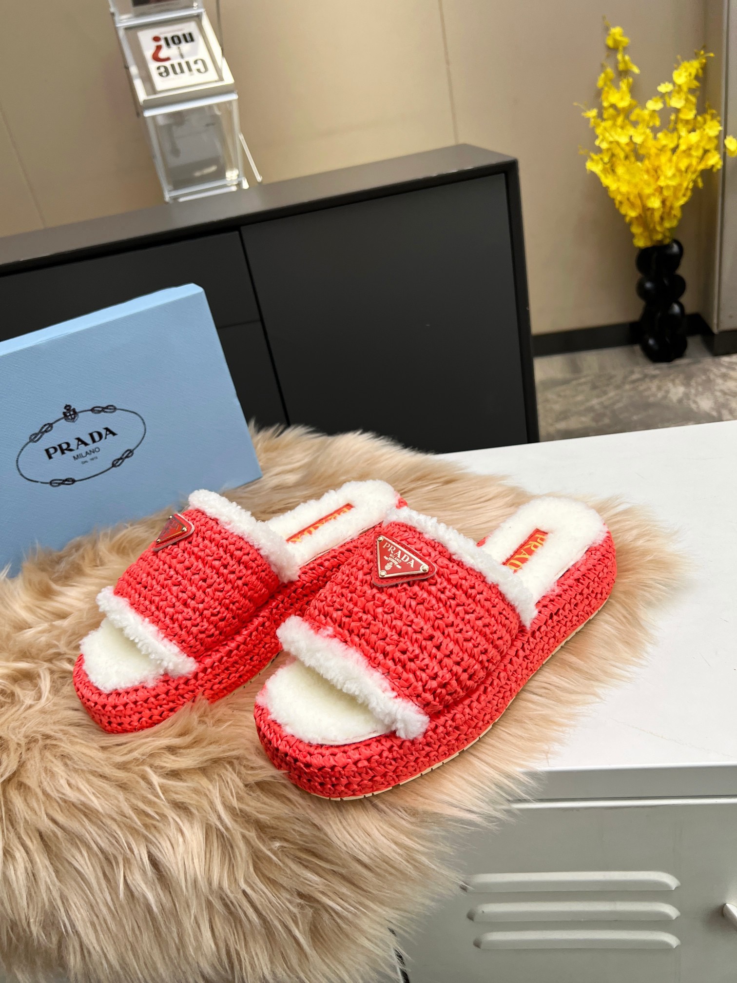 PRADA Fur Slippers