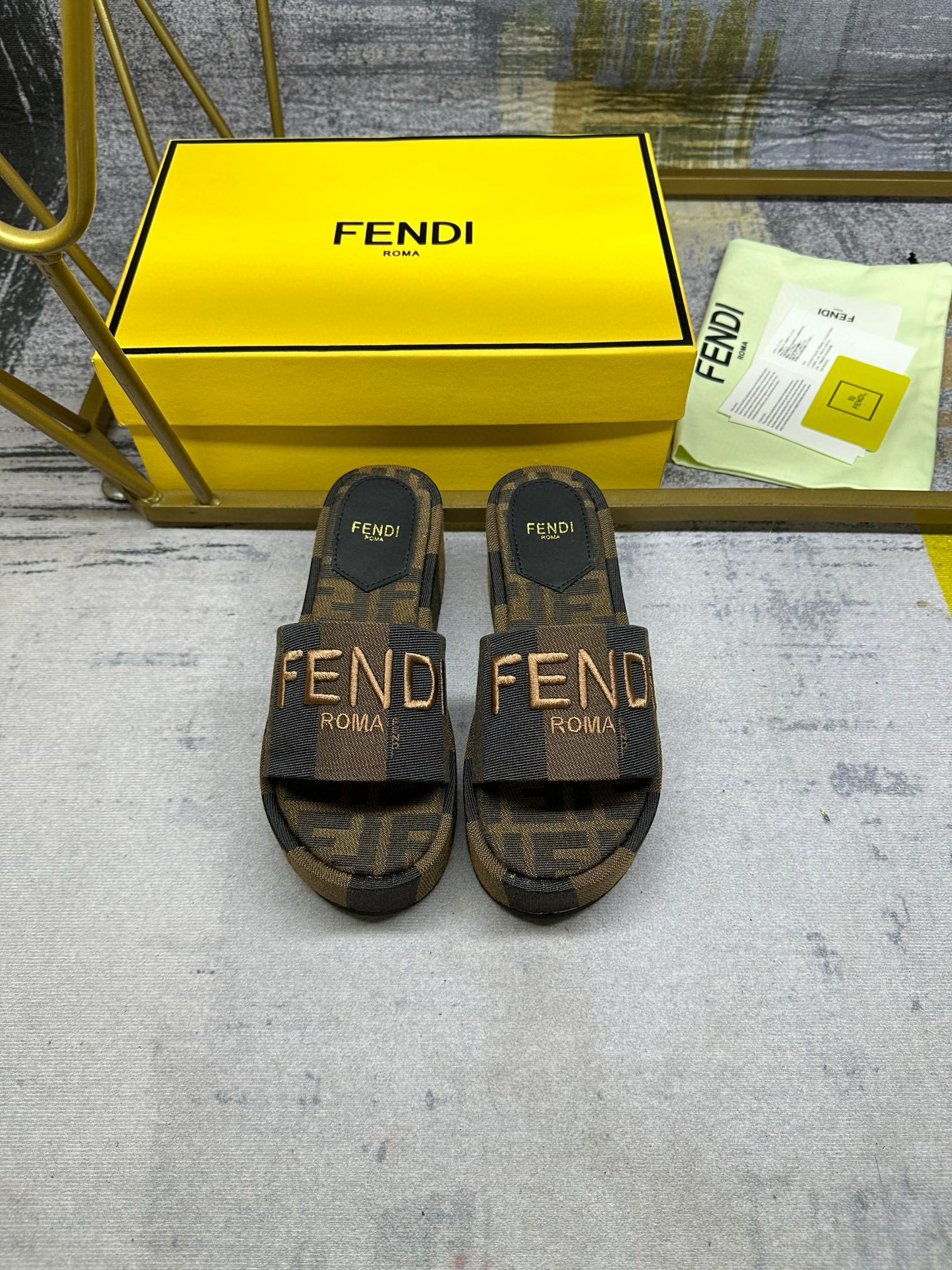 FENDI Sunshine Platform Slippers
