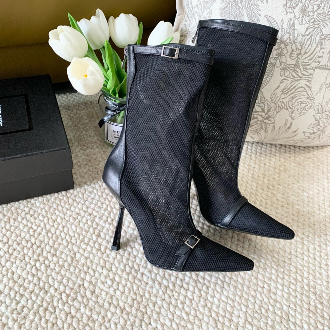 YSL mesh high-heeled boots （10cm）