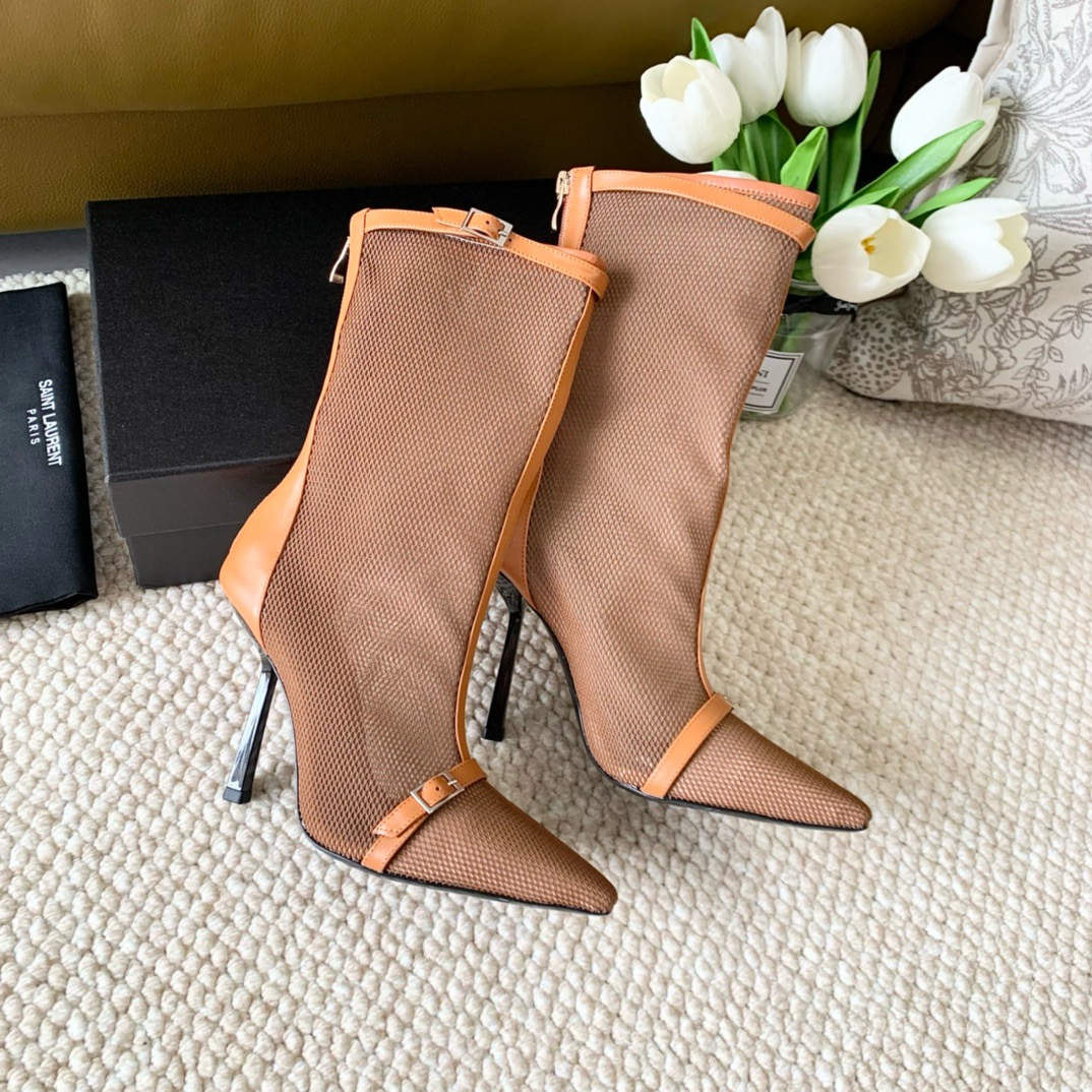 YSL mesh high-heeled boots （10cm）