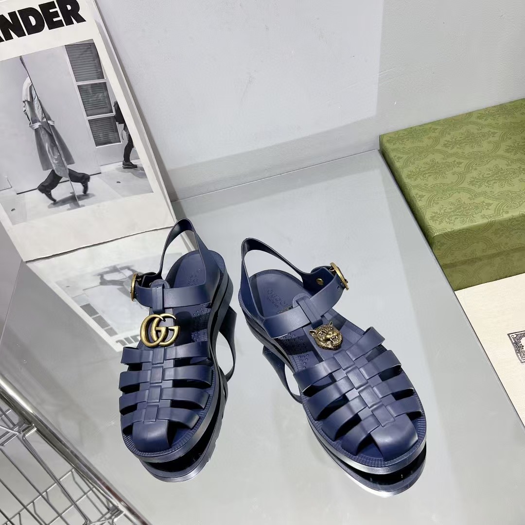 GUCCI Buckle Strap Jelly Sandals