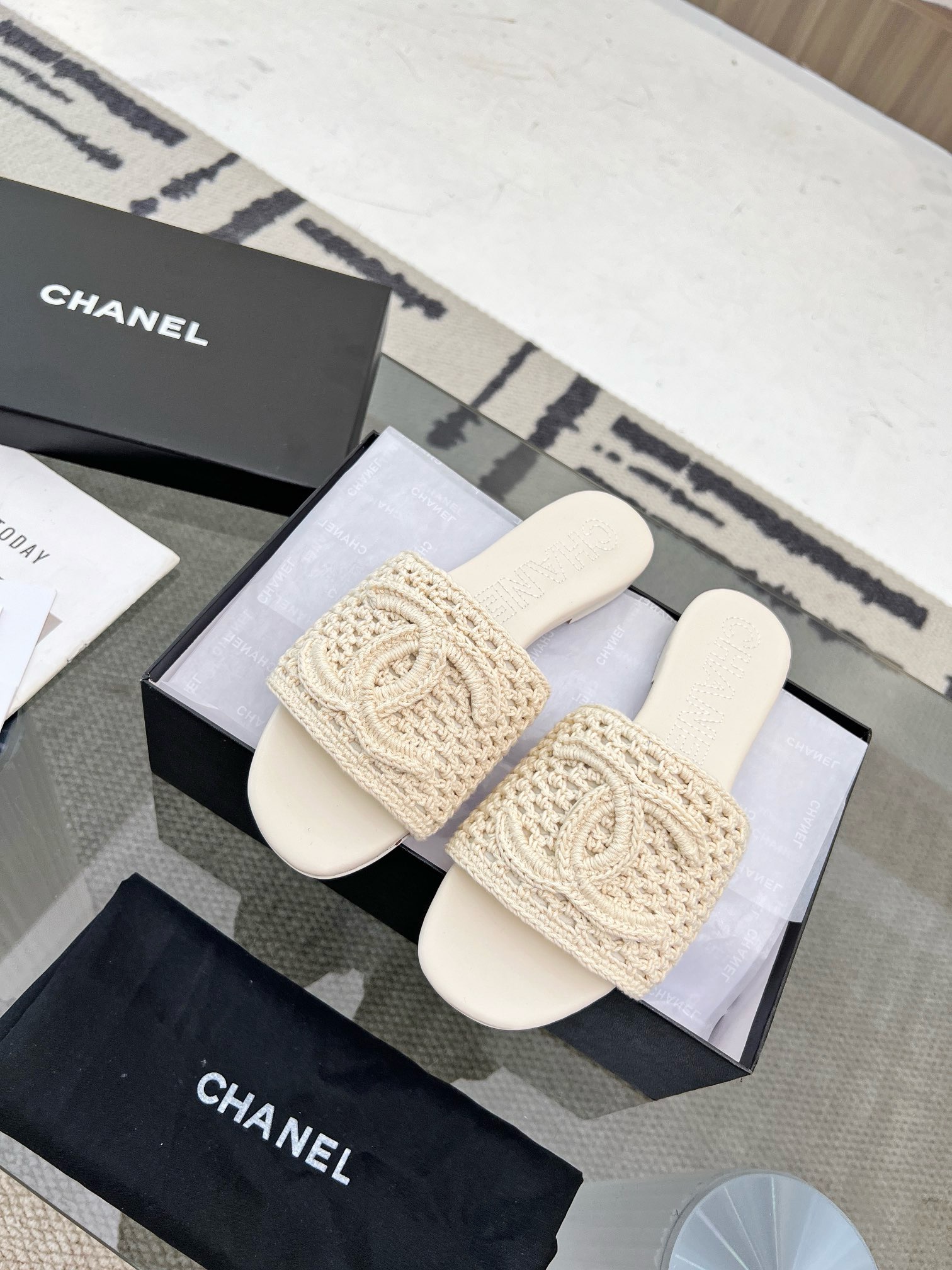 CHANEL Hand-knitted slippers