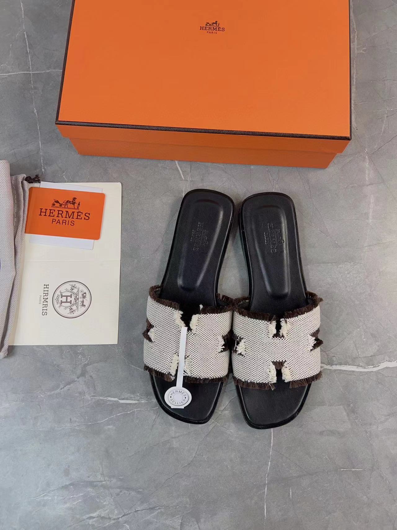 Hermès Classic H CanvasTassel Slippers