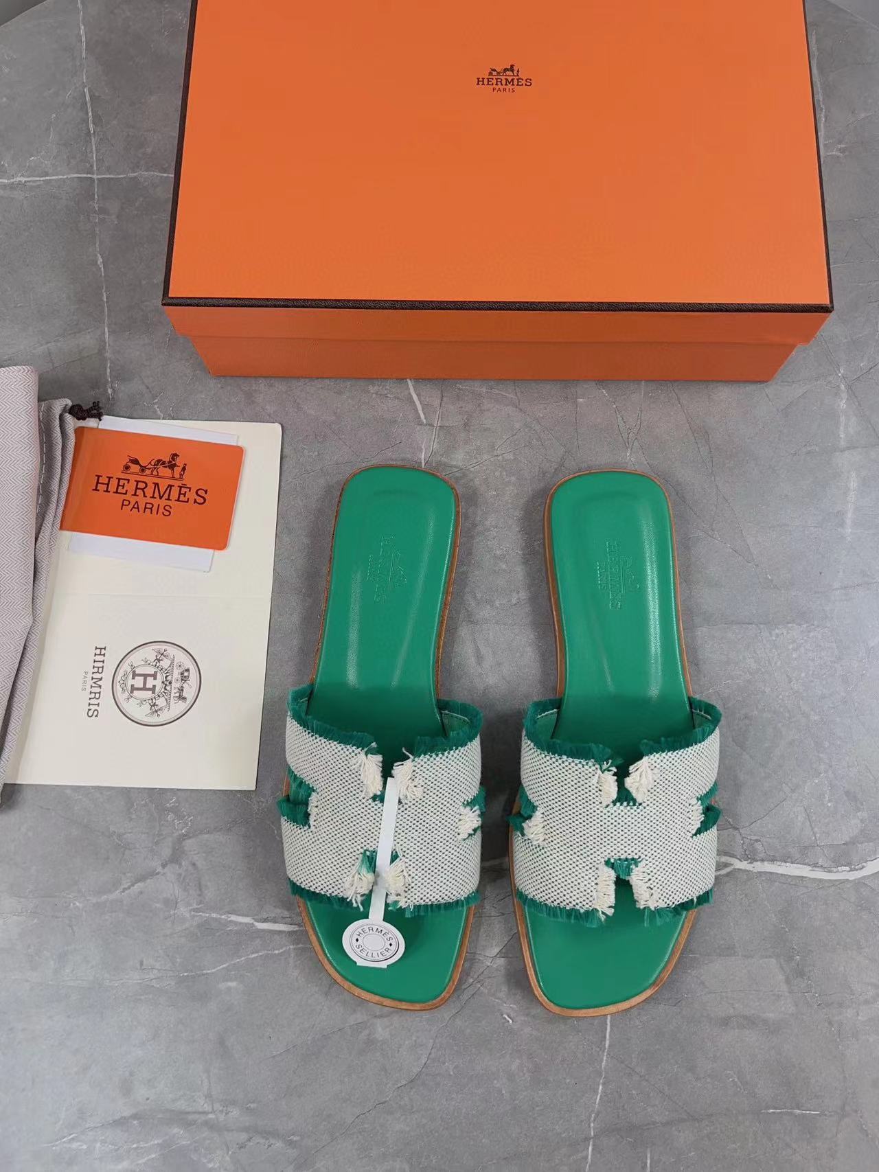Hermès Classic H CanvasTassel Slippers