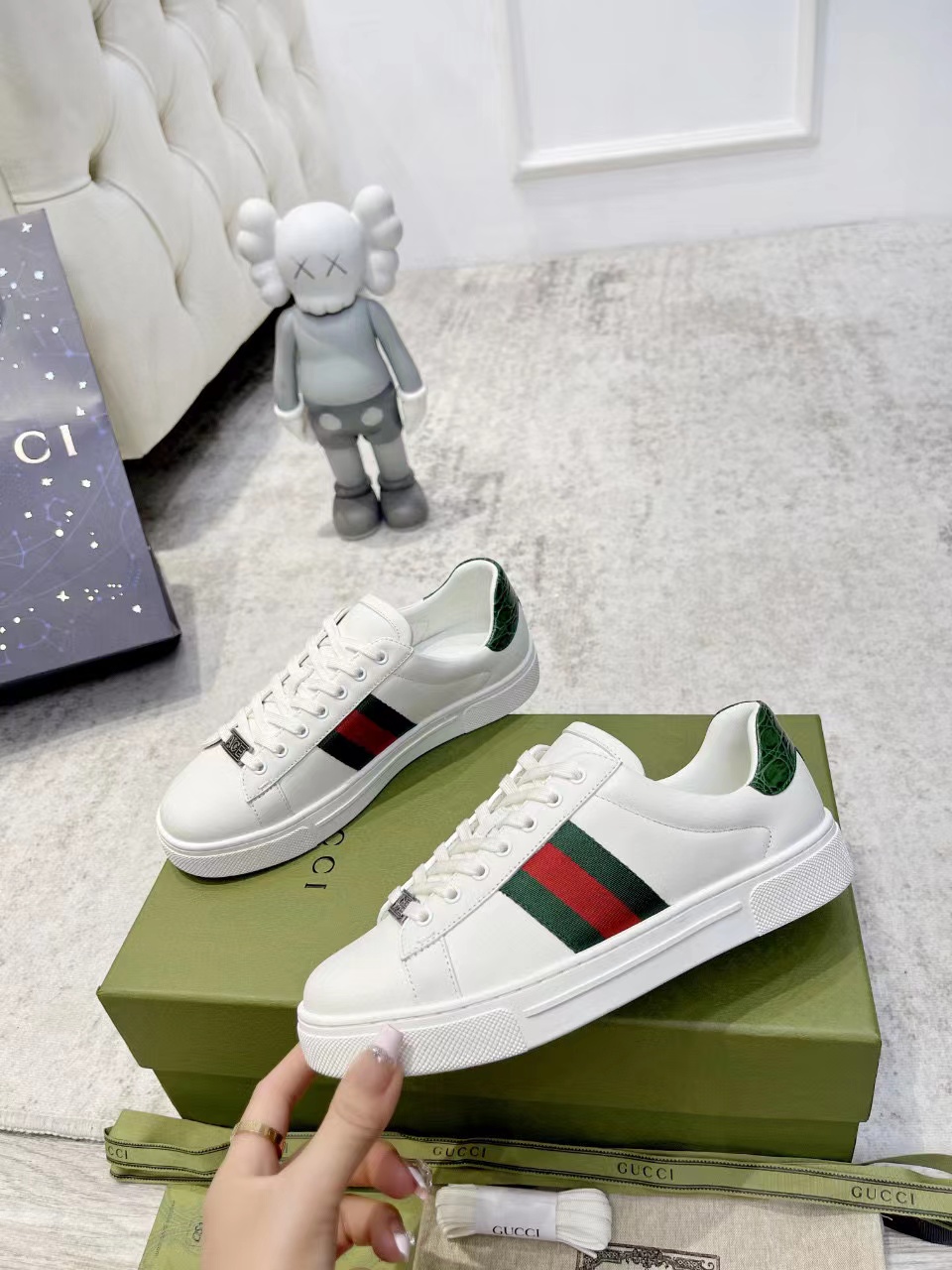 WOMEN'S GUCCI ACE SNEAKER WITH WEB