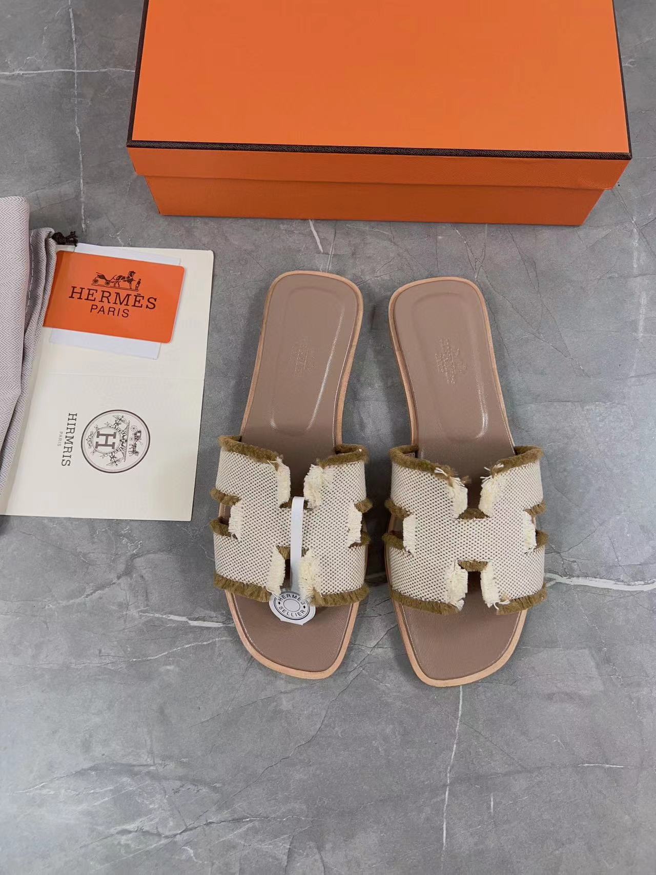 Hermès Classic H CanvasTassel Slippers