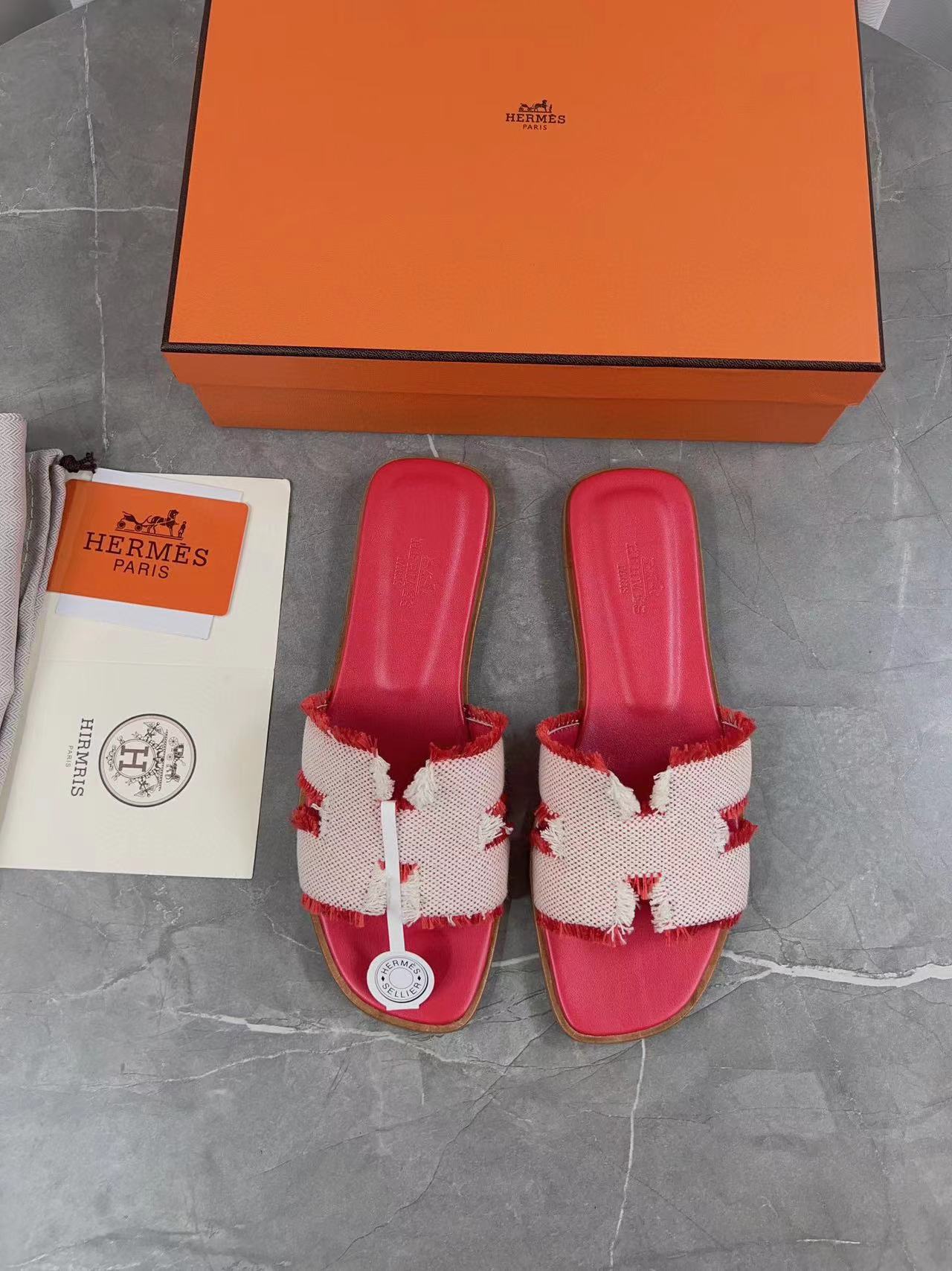 Hermès Classic H CanvasTassel Slippers