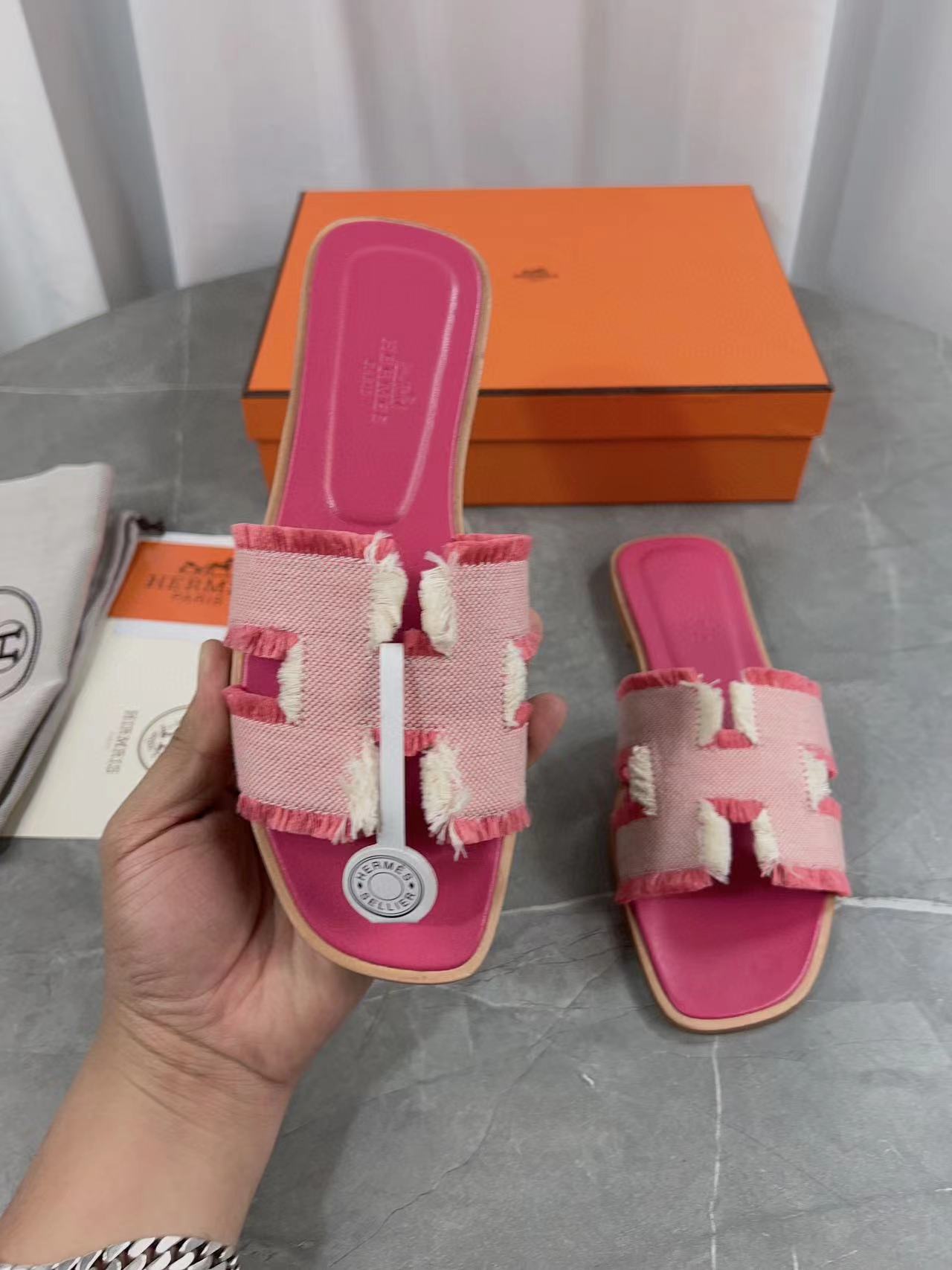 Hermès Classic H CanvasTassel Slippers